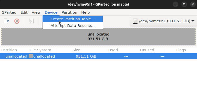 Cover Image for gparted partition table